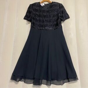 Vintage Laurence Kazar Women’s Dress Medium Fit Flare Sequins Beaded Whimsigoth